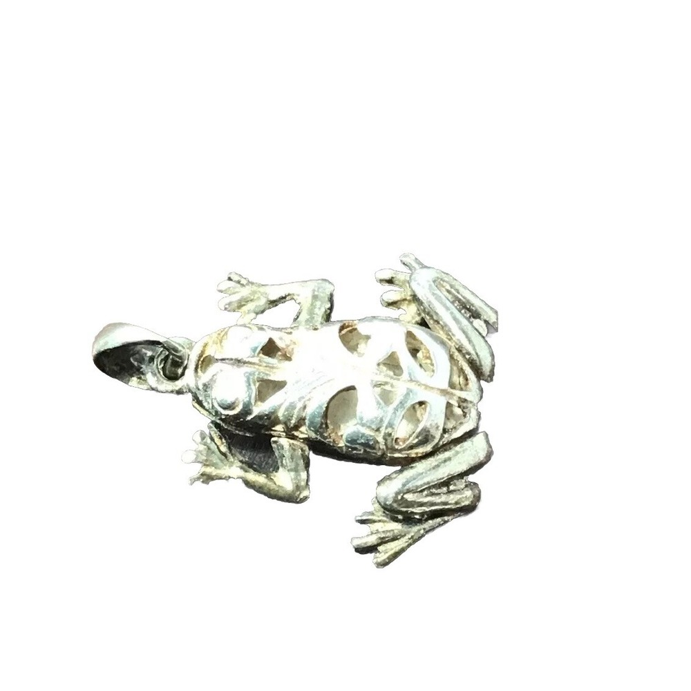 Sterling Silver 0.925 Frog Pendant Necklace Charm Moving Legs